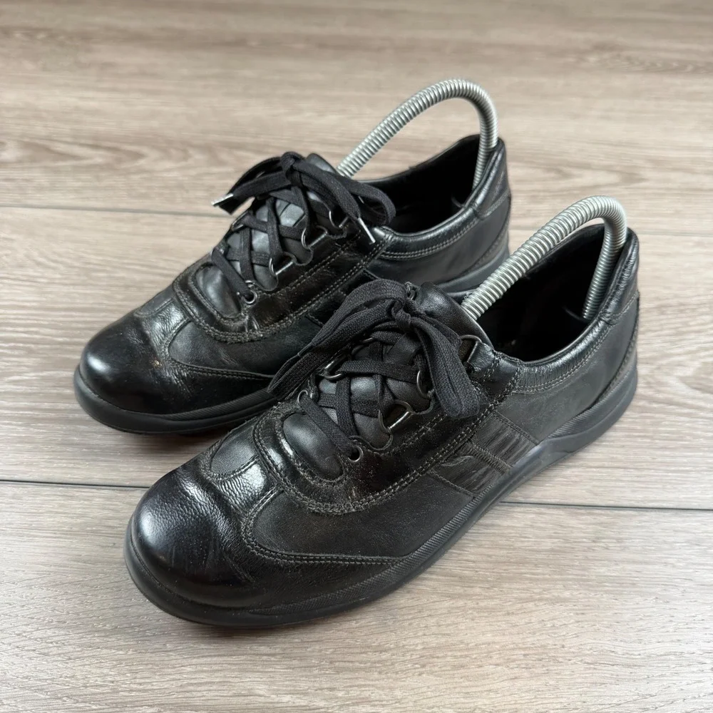 Mephisto Womens Runoff Air-Jet Leather Walking Shoes Black US 8 EUR 5.5